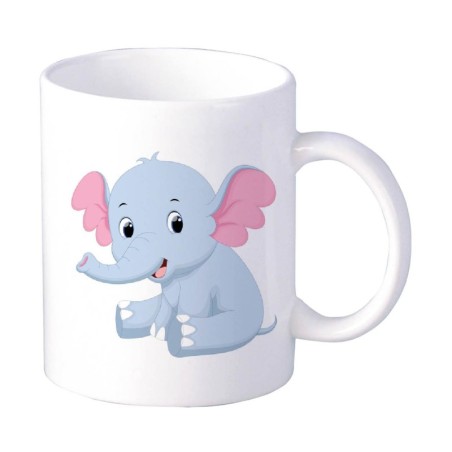 Coppia tazze bambino cucciolo elefante seduto animali cartoon da 230 ml n. 59 per lavastoviglie