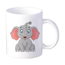 Coppia tazze bambino elefante con proboscide alzata animali cartoon da 230 ml n. 69 per lavastoviglie