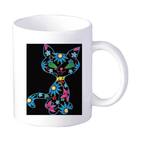Coppia tazze bambino gatto con grafica floreale animali cartoon da 230 ml n. 129 per lavastoviglie