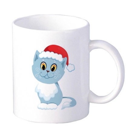 Coppia tazze bambino gatto con cappello di babbo natale animali cartoon da 230 ml n. 158 per lavastoviglie