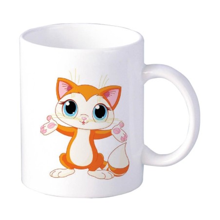 Coppia tazze bambino gatto con zampe aperte animali cartoon da 230 ml n. 169 per lavastoviglie