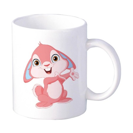 Coppia tazze bambino coniglio rosa animali cartoon da 230 ml n. 208 per lavastoviglie