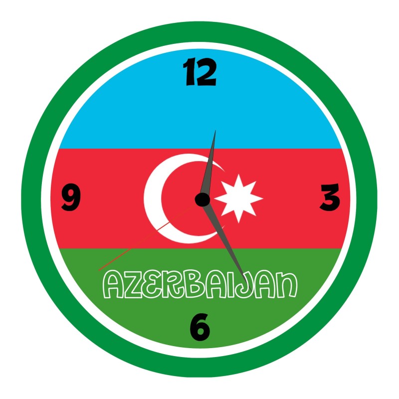 Orologio da parete Azerbaijan con bandiera diametro di 28 cm