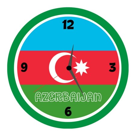 Orologio da parete Azerbaijan con bandiera diametro di 28 cm