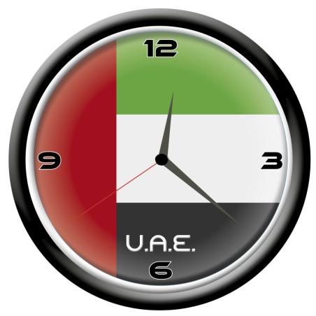 Orologio Emirati Arabi UAE da parete con bandiera diametro di 28 cm