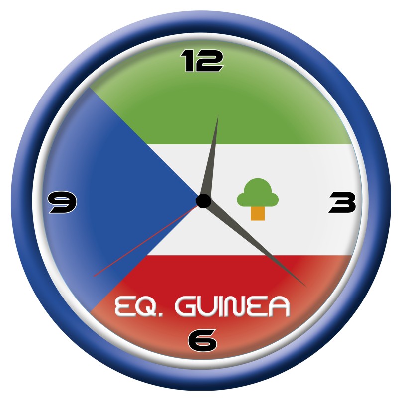 Orologio Guinea Equatoriale da parete con bandiera diametro di 28 cm