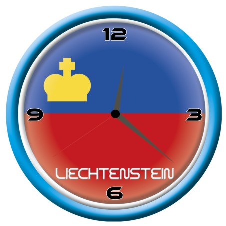 Orologio Liechtenstein da parete con bandiera diametro di 28 cm