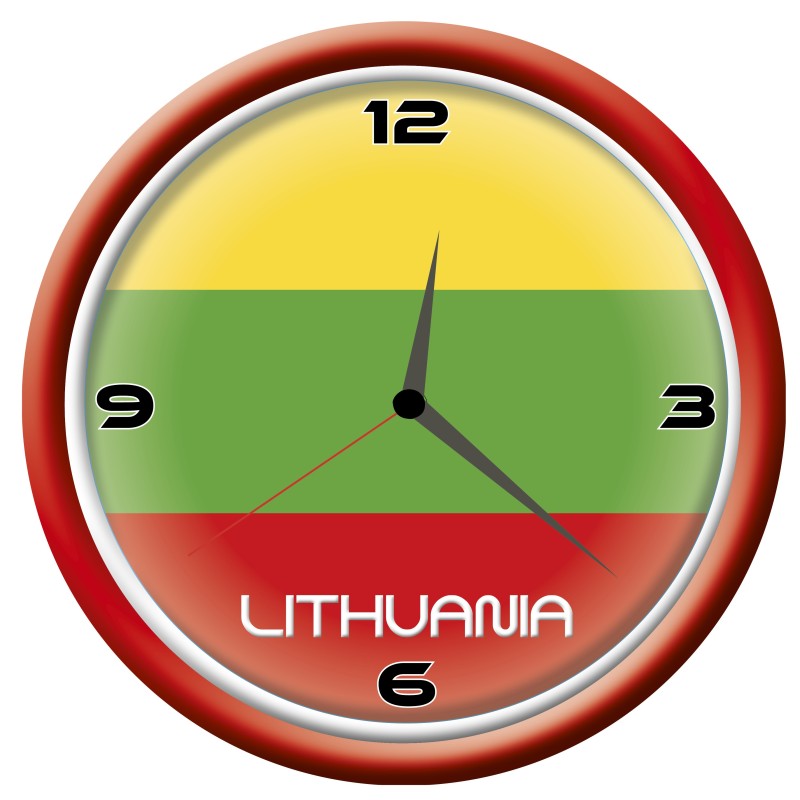 Orologio Lithuania da parete con bandiera diametro di 28 cm