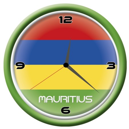 Orologio Mauritius da parete con bandiera diametro di 28 cm