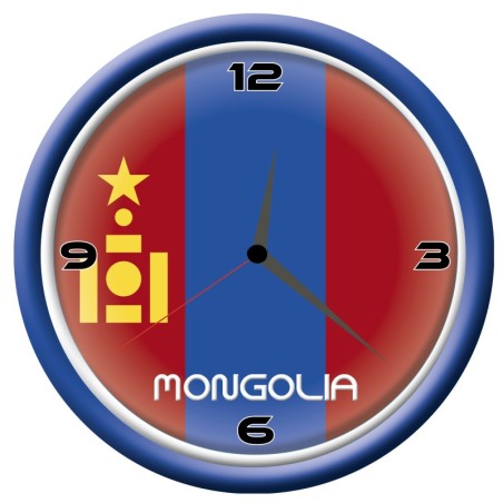 Orologio Mongolia da parete con bandiera diametro di 28 cm