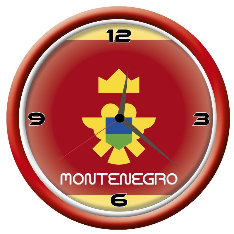 Orologio Montenegro da parete con bandiera diametro di 28 cm