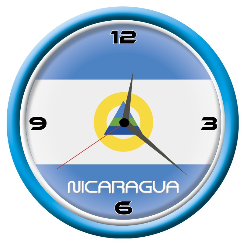 Orologio Nicaragua da parete con bandiera diametro di 28 cm