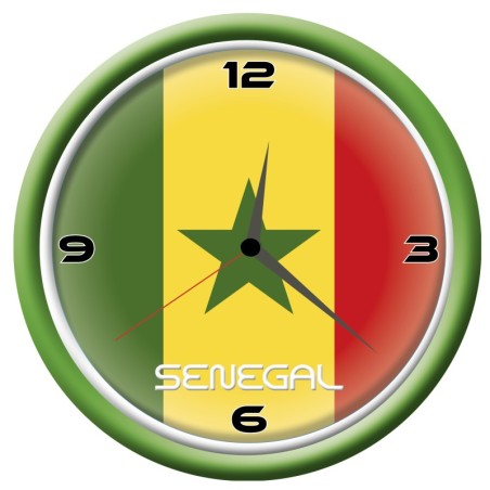 Orologio Senegal da parete con bandiera diametro di 28 cm