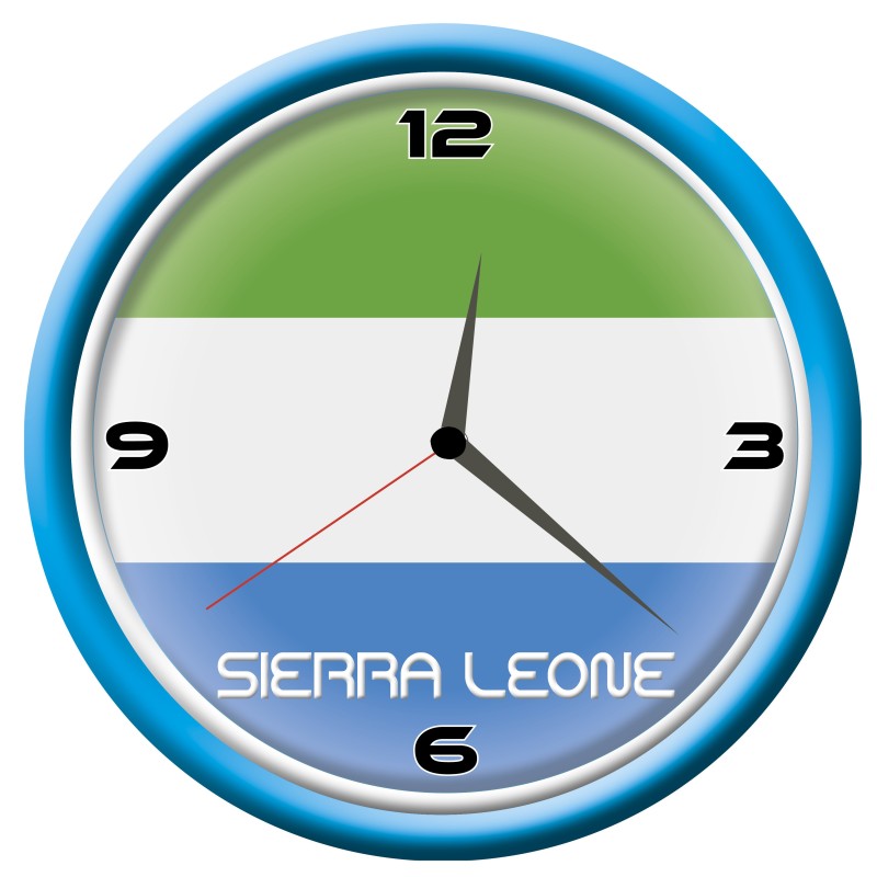 Orologio Sierra Leone da parete con bandiera diametro di 28 cm