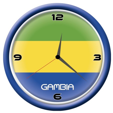 Orologio stato del Gambia da parete con bandiera diametro di 28 cm