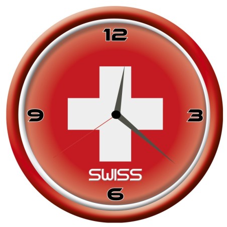 Orologio Svizzera Swiss da parete con bandiera diametro di 28 cm