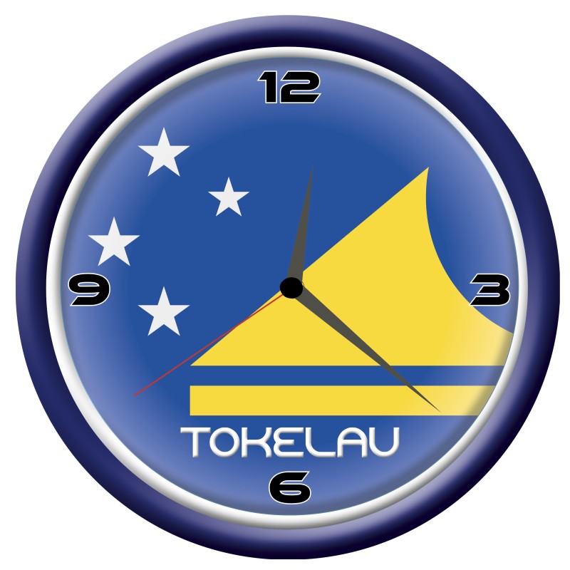 Orologio Tokelau da parete con bandiera diametro di 28 cm