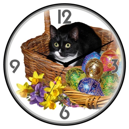 Orologio da parete gatto nel cestino animali cani gatti uccelli cavalli diametro 28 n.368