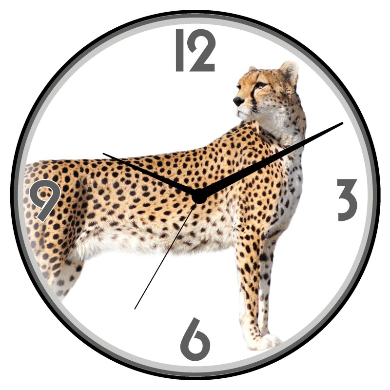 Orologio da parete leopardo in piedi animali cani gatti uccelli cavalli diametro 28 n.382