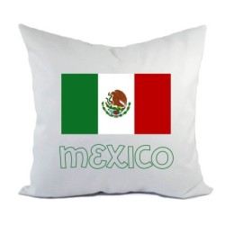 Cuscino divano letto bianco Mexico con bandiera federa  40x40 cm in poliestere