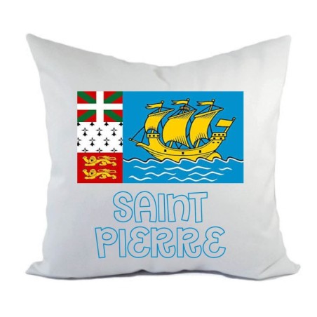 Cuscino divano letto bianco Saint Pierre con bandiera federa  40x40 cm in poliestere