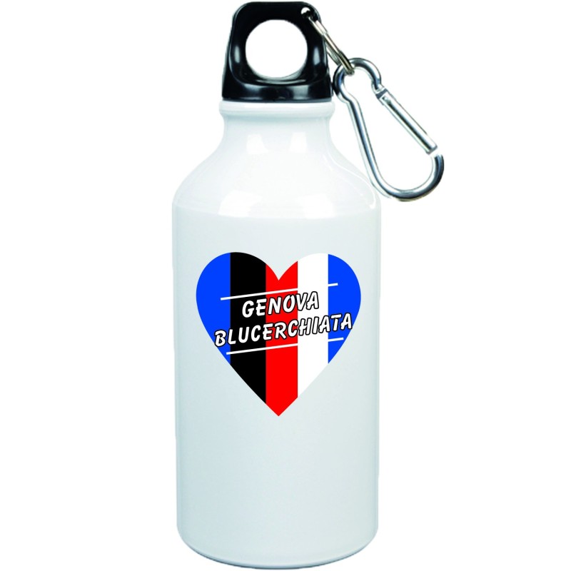 Borraccia cuore spezzato Genova blucerchiata con moschettone - 500 ml. - Sport tempo libero