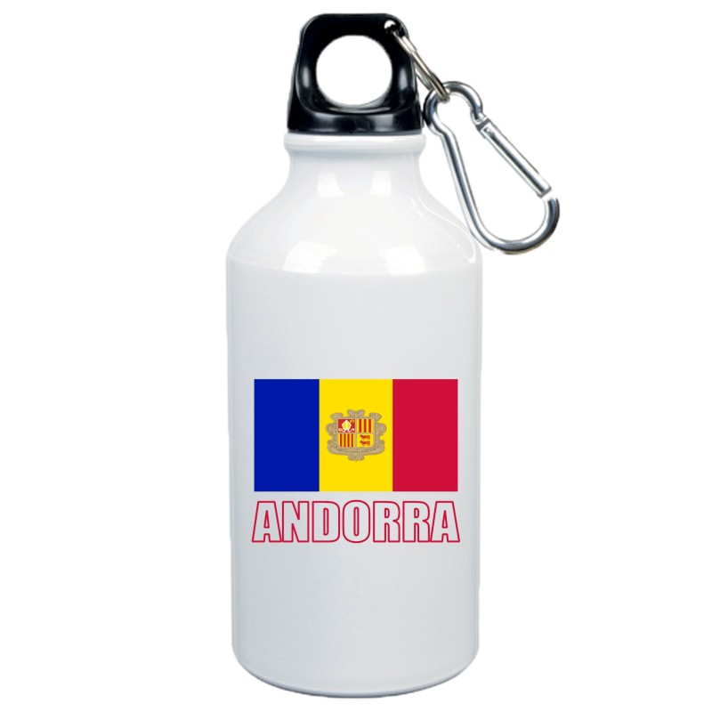 Borraccia Andorra bandiera da 500 ml alluminio4 con moschettone da 500 ml. - Sport tempo libero