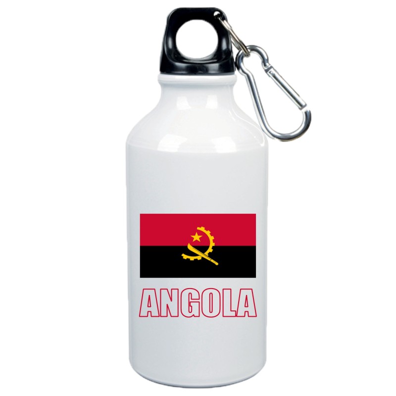 Borraccia Angola bandiera da 500 ml alluminio5 con moschettone da 500 ml. - Sport tempo libero