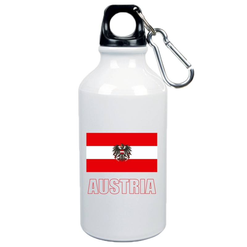 Borraccia Austria bandiera da 500 ml alluminio13 con moschettone - Sport tempo libero