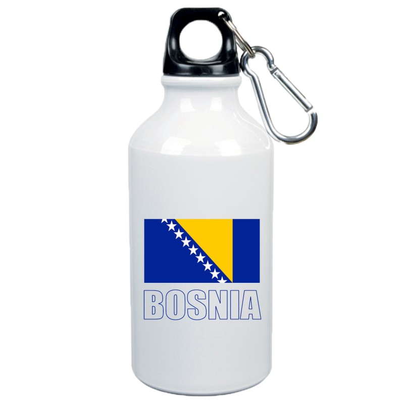 Borraccia Bosnia bandiera da 500 ml alluminio27 con moschettone - Sport tempo libero