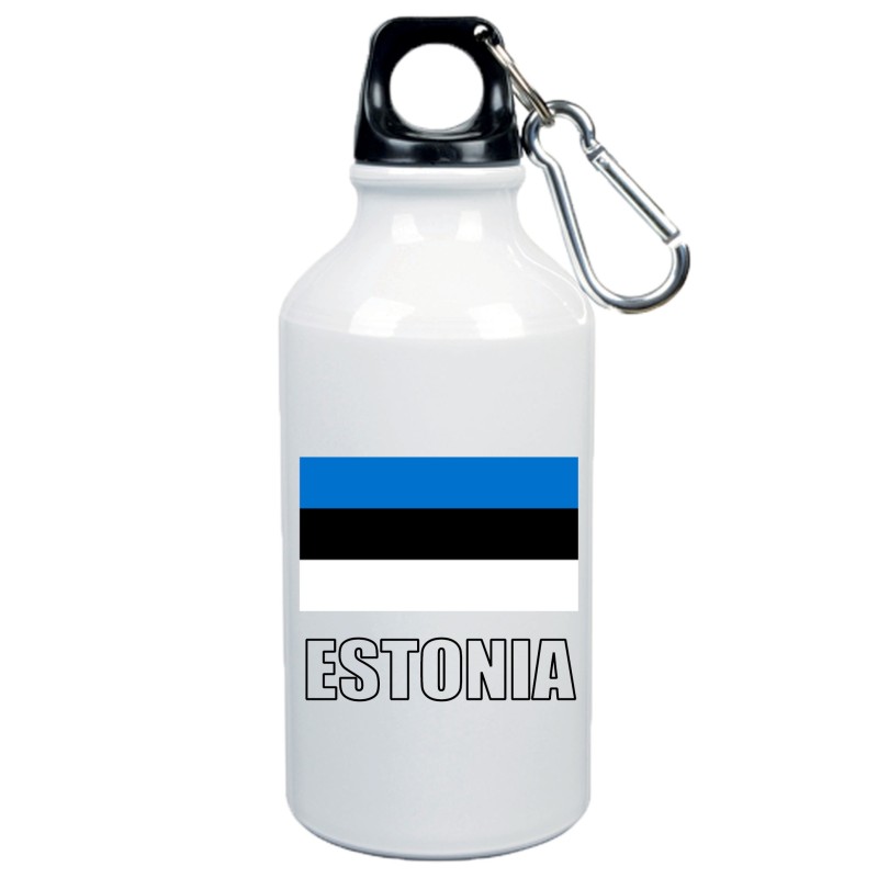 Borraccia Estonia bandiera da 500 ml alluminio65 con moschettone - Sport tempo libero