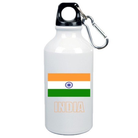 Borraccia India bandiera da 500 ml alluminio97 con moschettone - Sport tempo libero