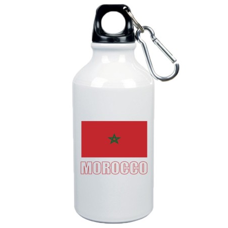 Borraccia Marocco bandiera da 500 ml alluminio142 con moschettone - Sport tempo libero