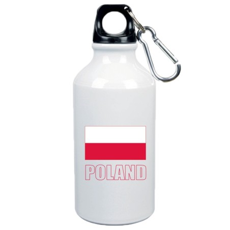 Borraccia Polonia bandiera biancorossa Polska da 500 ml alluminio n. 168 con moschettone - Sport tempo libero