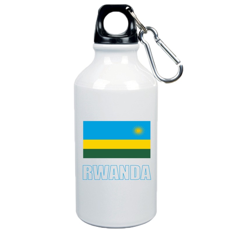 Borraccia Rwanda bandiera da 500 ml alluminio175 con moschettone - Sport tempo libero