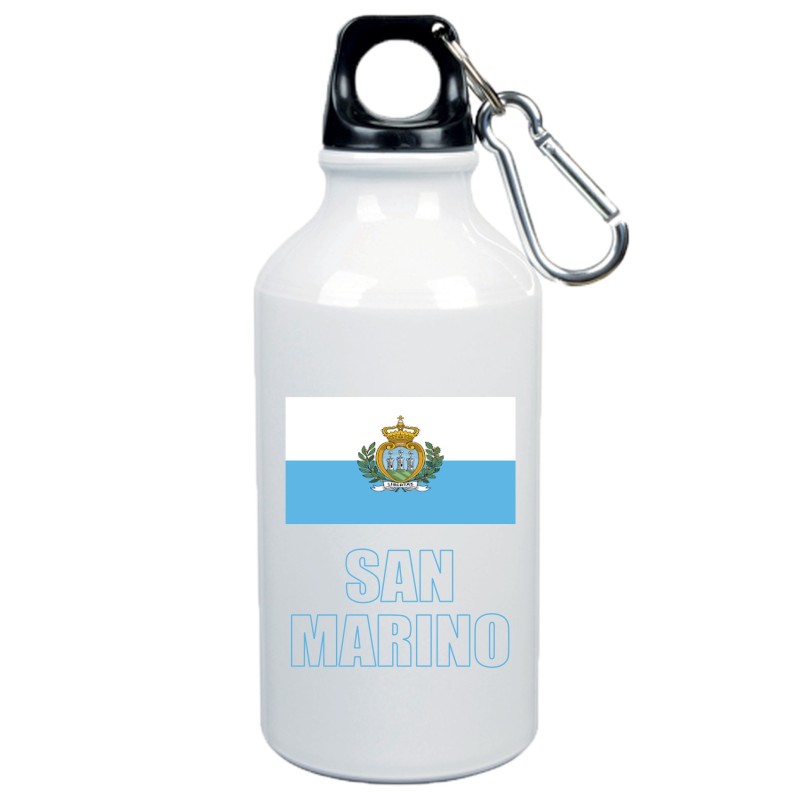 Borraccia San Marino bandiera da 500 ml alluminio184 con moschettone - Sport tempo libero