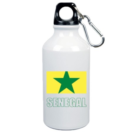 Borraccia Senegal bandiera da 500 ml alluminio187 con moschettone - Sport tempo libero