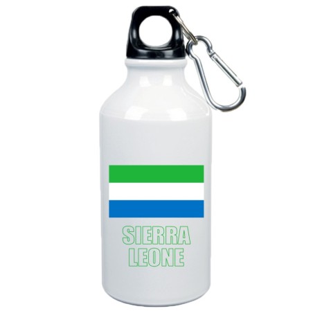 Borraccia Sierra Leone bandiera da 500 ml alluminio190 con moschettone - Sport tempo libero