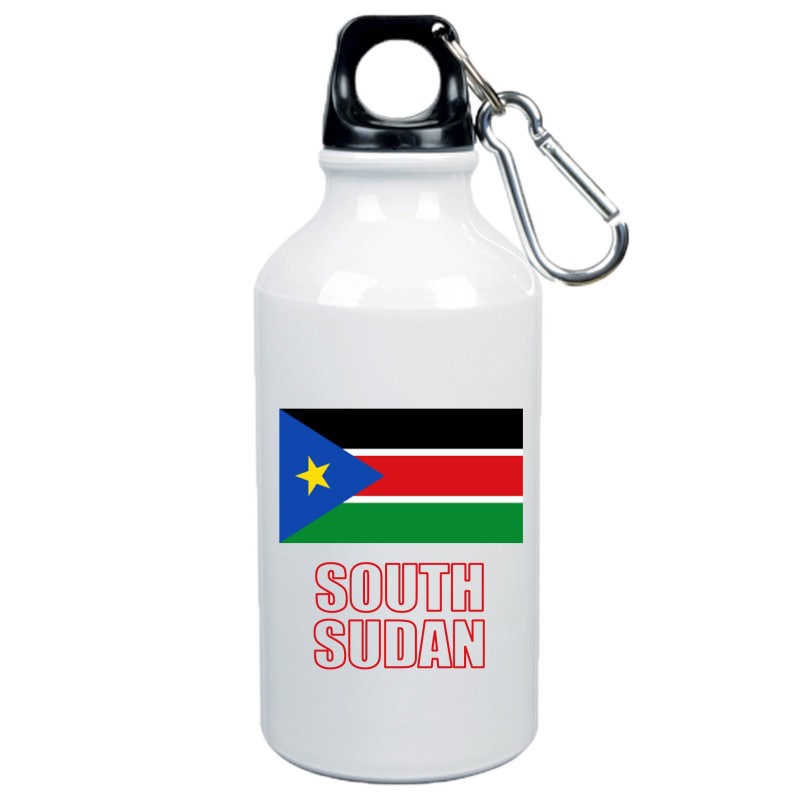Borraccia Sud Sudan bandiera da 500 ml alluminio199 con moschettone - Sport tempo libero