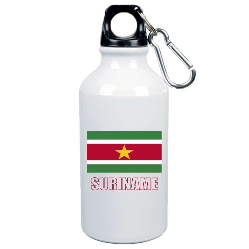 Borraccia Suriname bandiera da 500 ml alluminio203 con moschettone - Sport tempo libero