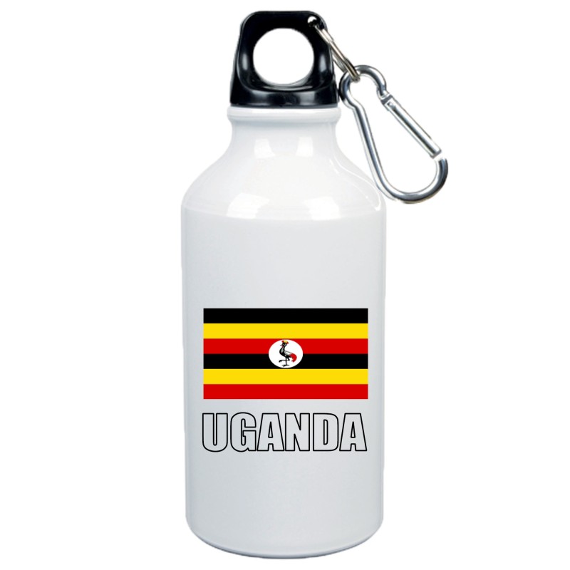 Borraccia Uganda bandiera da 500 ml alluminio222 con moschettone - Sport tempo libero