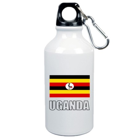 Borraccia Uganda bandiera da 500 ml alluminio222 con moschettone - Sport tempo libero