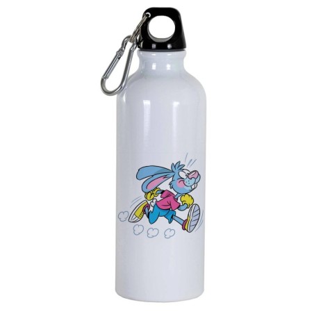 Borraccia disegno coniglio che corre -  Cartone animato da 500 ml con moschettone72 - Sport tempo libero