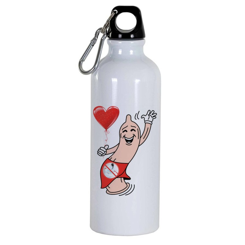 Borraccia disegno faccia amorosa -  Cartone animato da 500 ml con moschettone84 - Sport tempo libero