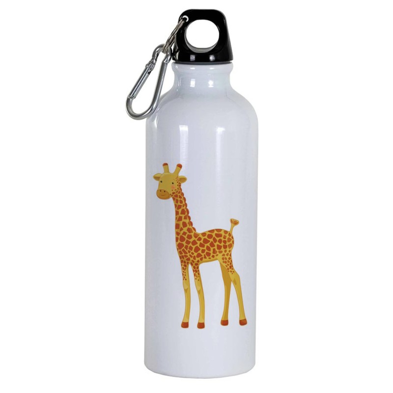 Borraccia disegno giraffa piccola -  Cartone animato da 500 ml con moschettone118 - Sport tempo libero