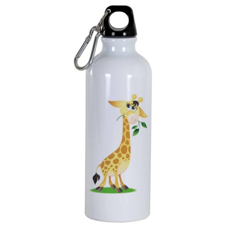 Borraccia disegno giraffa che mangia -  Cartone animato da 500 ml con moschettone122 - Sport tempo libero