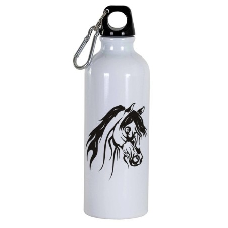 Borraccia disegno faccia cavallo -  Cartone animato da 500 ml con moschettone137 - Sport tempo libero