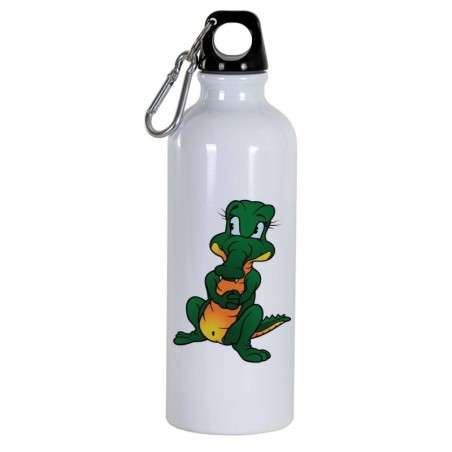 Borraccia disegno coccodrillo arrabbiato -  Cartone animato da 500 ml con moschettone146 - Sport tempo libero