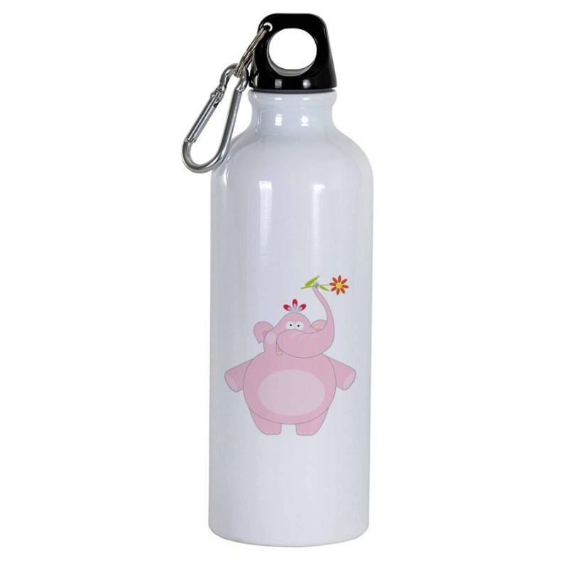 Borraccia disegno elefante rosa -  Cartone animato da 500 ml con moschettone151 - Sport tempo libero