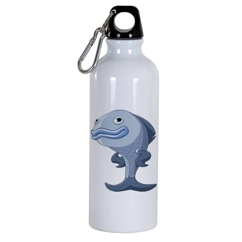 Borraccia disegno pesce grigio -  Cartone animato da 500 ml con moschettone152 - Sport tempo libero